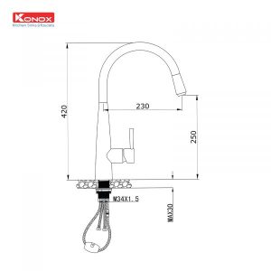 Ảnh công trình thực tế Vòi Rửa Chén KONOX KN1901B Dây Rút Màu Đen