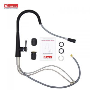 Ảnh công trình thực tế Vòi Rửa Chén KONOX KN1901B Dây Rút Màu Đen