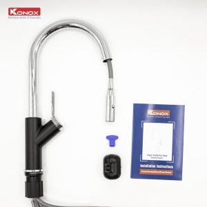 Ảnh công trình thực tế Vòi Rửa Chén KONOX Ponte Black Dây Rút