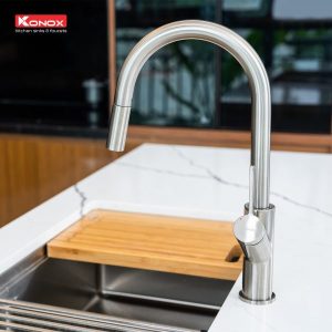 Ảnh công trình thực tế Vòi Rửa Chén KONOX Ponte Nickel Dây Rút
