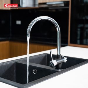 Ảnh công trình thực tế Vòi Rửa Chén KONOX Trim-Water Black 3 Đường Nước