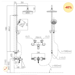 Ảnh công trình thực tế Vòi Sen Cây INAX BFV-6015S Nhiệt Độ