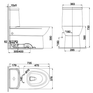 Ảnh công trình thực tế Bồn Cầu AMERICAN STANDARD WP-2073 1 Khối Nắp Êm