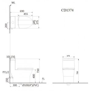 Ảnh công trình thực tế Bồn Cầu Caesar C1374 (CD1374) 1 Khối