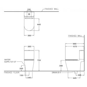 Ảnh công trình thực tế Bồn Cầu COTTO C125117 2 Khối Simply Connect