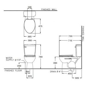 Ảnh công trình thực tế Bồn Cầu COTTO C13445 Hai Khối Boom Xả Nhấn