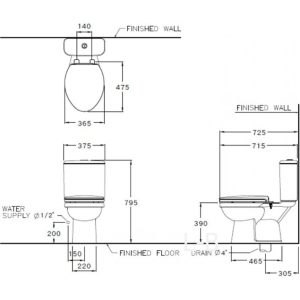 Ảnh công trình thực tế Bồn Cầu COTTO C13450 Hai Khối Xả Nhấn