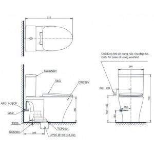 Ảnh công trình thực tế Bàn Cầu TOTO CS326DE4 2 Khối Nắp Cơ TCW1211A