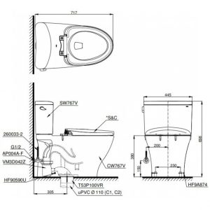 Ảnh công trình thực tế Bồn Cầu Điện Tử TOTO CS767CRW23#XW Nắp Rửa Washlet TCF47360GAA S7 Giấu Dây