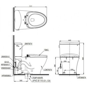Ảnh công trình thực tế Bồn Cầu TOTO CS767RT10 Nắp Êm TC395VS 2 Khối