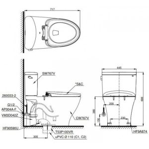 Ảnh công trình thực tế Bồn Cầu Điện Tử TOTO CS767RW18 Nắp Rửa Washlet TCF23710AAA C2 Simple