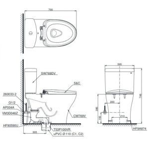 Ảnh công trình thực tế Bồn Cầu Điện Tử TOTO CS769CDRW23 Nắp Rửa Washlet TCF47360GAA S7 Giấu Dây