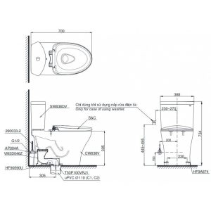 Ảnh công trình thực tế Bồn Cầu Điện Tử TOTO CS838CDW12 Nắp Rửa Washlet Giấu Dây