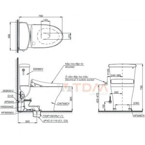 Ảnh công trình thực tế Bồn Cầu Điện Tử TOTO CS986CGW23 Nắp Rửa Washlet TCF47360GAA S7 Giấu Dây