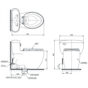 Ảnh công trình thực tế Bàn Cầu TOTO MS366T7 (C366) Một Khối Nắp TC6040S