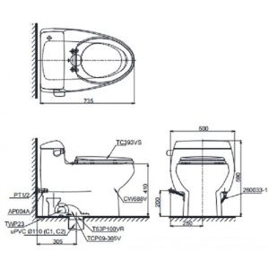 Ảnh công trình thực tế Bàn Cầu TOTO MS688T2 (C688) Một Khối Nắp TC393VS