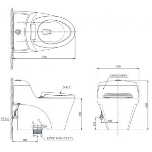 Ảnh công trình thực tế Bàn Cầu TOTO CW823NW/F Một Khối Nắp TC393VS