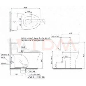 Ảnh công trình thực tế Bồn Cầu Điện Tử TOTO MS855DW18 Nắp Rửa Washlet TCF23710AAA C2 Simple