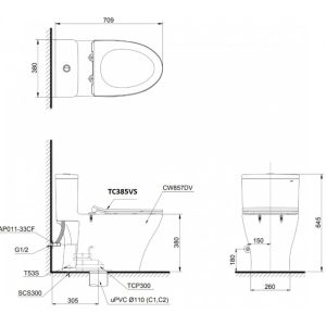 Ảnh công trình thực tế Bồn Cầu TOTO MS857DT3 Khối Nắp TC385VS