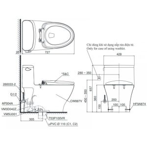 Ảnh công trình thực tế Bồn Cầu TOTO MS887RT3 (MS887T3) Một Khối Nắp TC385VS