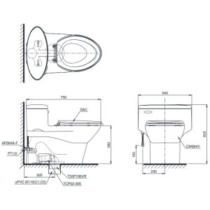 Ảnh công trình thực tế Bồn Cầu Một Khối TOTO MS904T2 (C904) Nắp Êm TC393VS