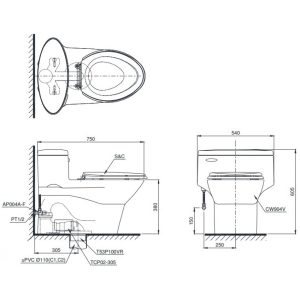 Ảnh công trình thực tế Bồn Cầu TOTO MS904T8 Một Khối Nắp Êm TC600VS