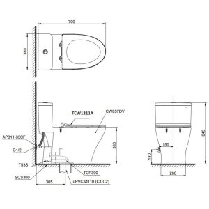 Ảnh công trình thực tế Bồn Cầu TOTO MS857DE4 Nắp Cơ Ecowasher TCW1211A