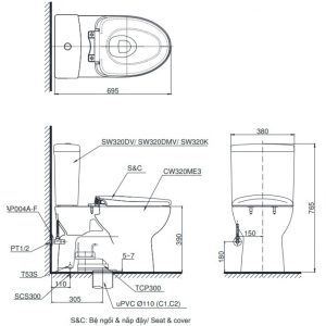 Ảnh công trình thực tế Bồn Cầu TOTO CS325DRT8 Hai Khối Nắp TC600VS