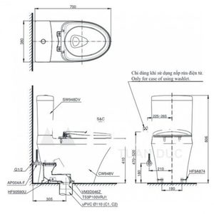 Ảnh công trình thực tế Bồn Cầu Điện Tử TOTO CS948CDW23 Washlet Giấu Dây Nắp TCF47360GAA S7