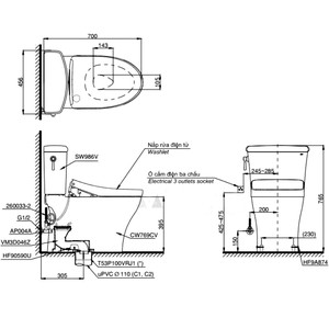 Ảnh công trình thực tế Bồn Cầu Điện Tử TOTO CS986CGW23 Nắp Rửa Washlet TCF47360GAA S7 Giấu Dây