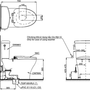 Ảnh công trình thực tế Bồn Cầu Điện Tử TOTO CS986GW14#XW Kèm Nắp Rửa Điện Tử WASHLET Dòng C5 – TCF24410AAA (220V)