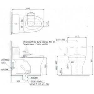 Ảnh công trình thực tế Bồn Cầu Điện Tử TOTO MS855DW18 Nắp Rửa Washlet TCF23710AAA C2 Simple