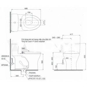 Ảnh công trình thực tế Bồn Cầu Điện Tử TOTO MS885CDW23 Nắp Rửa Washlet TCF47360GAA S7 Giấu Dây