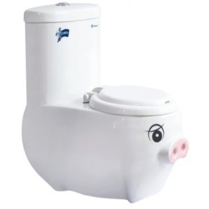 Bồn Cầu Trẻ Em Thiên Thanh Piggy 1 Khối Xả Nhấn