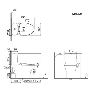 Ảnh công trình thực tế Bồn Cầu CAESAR CD1320/TAF200H 2 Khối Nắp Điện Tử