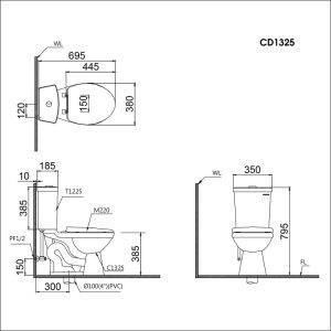 Ảnh công trình thực tế Bồn Cầu CAESAR CD1325 2 Khối Nắp Êm