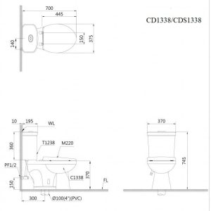 Ảnh công trình thực tế Bồn Cầu CAESAR CD1338/TAF050 2 Khối Nắp Rửa Cơ
