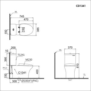Ảnh công trình thực tế Bồn Cầu CAESAR CD1340/TAF400H 2 Khối Nắp Điện Tử