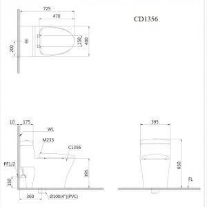 Ảnh công trình thực tế Bồn Cầu CAESAR CD1356/TAF400H 1 Khối Nắp Điện Tử
