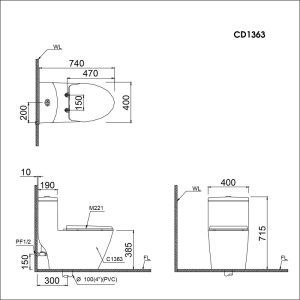 Ảnh công trình thực tế Bồn Cầu CAESAR CD1363/TAF050 1 Khối Nắp Rửa Cơ