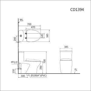 Ảnh công trình thực tế Bồn Cầu CAESAR CD1394/TAF400H 1 Khối Nắp Điện Tử