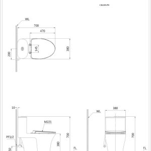 Ảnh công trình thực tế Bồn Cầu CAESAR CD1395/TAF400H 1 Khối Nắp Điện Tử