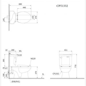 Ảnh công trình thực tế Bồn Cầu CAESAR CPT1332 2 Khối Thoát Ngang