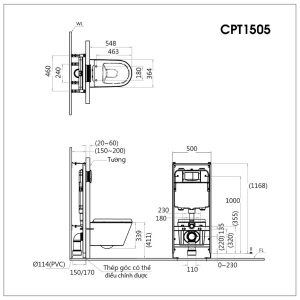 Ảnh công trình thực tế Bồn cầu treo tường CPT1505
