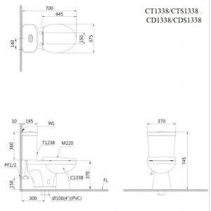 Ảnh công trình thực tế Bồn Cầu CAESAR CTS1338 2 Khối Nắp Êm Xả Nhấn 1 Chế Độ