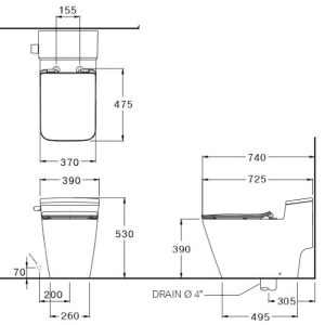 Ảnh công trình thực tế Bồn Cầu COTTO C103247 1 Khối Nắp Êm Xả Gạt
