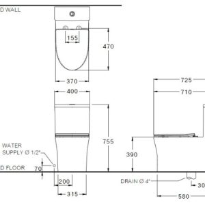Ảnh công trình thực tế Bồn Cầu COTTO C105607 1 Khối Nắp Êm