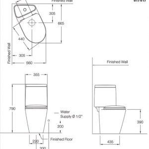 Ảnh công trình thực tế Bồn Cầu COTTO C17017 2 Khối Nắp Êm