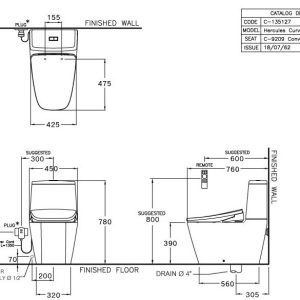 Ảnh công trình thực tế Bồn Cầu COTTO C135127(CV9) 2 Khối Nắp Rửa Điện Tử