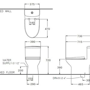 Ảnh công trình thực tế Bồn Cầu COTTO C105337(CN5) 1 Khối Nắp Rửa Cơ
